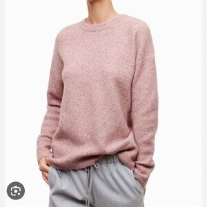 Aritzia Babaton Thurlow Merino Wool Crewneck Sweater in Pink/Dusty Rose Heather